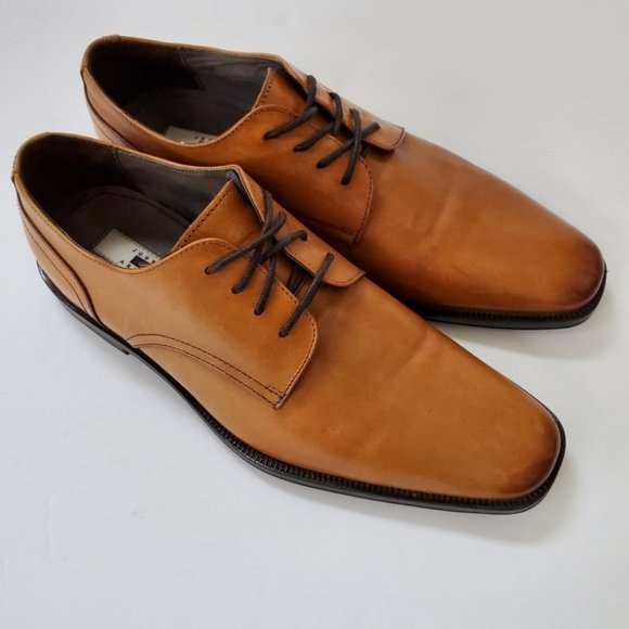 Joseph Abboud plain toe tan leather oxfords main image 4